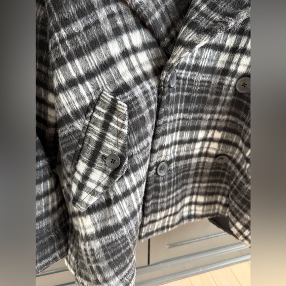 NWT • Free People Highlands Wool Blend Salt & Pepper Coat M Relaxed Fit - Picture 8 of 14